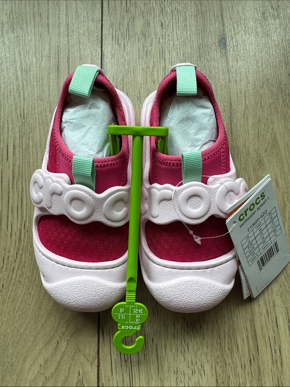 Crocs Swiftwater Splash Shoe Toddler Children’s 8 Pink Adjustable Strap NWT